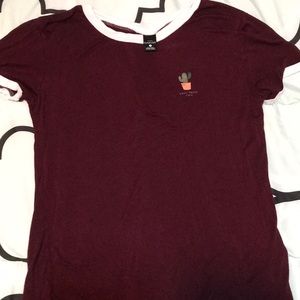 Maroon Cactus top “cant touch this”